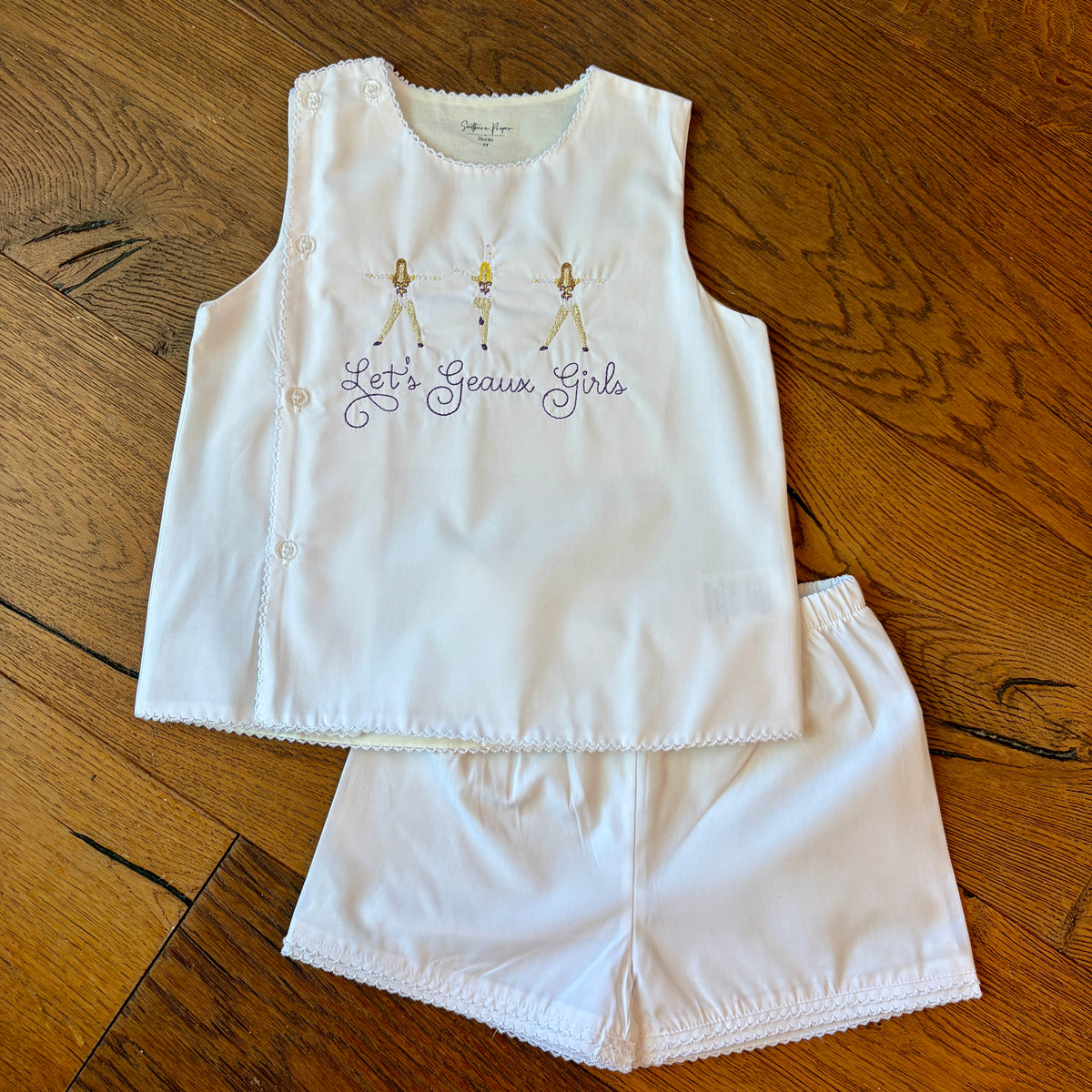 PREORDER - White Geaux Girls Short Set