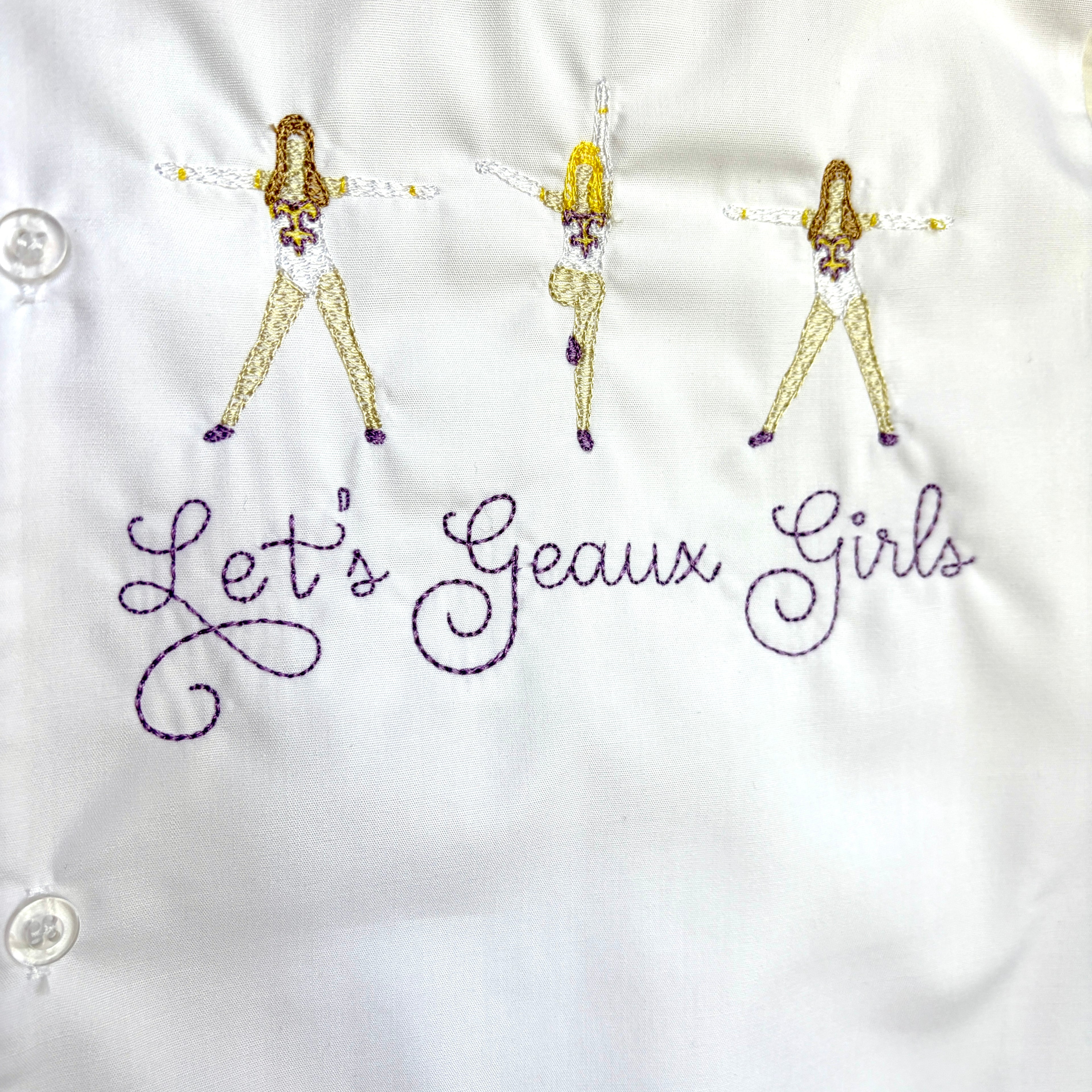 PREORDER - White Geaux Girls Bloomer Set